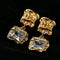 Lava Textured Square Cubic Zirconia Drop Earrings - floysun