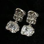Lava Textured Square Cubic Zirconia Drop Earrings - floysun