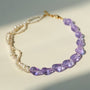 Lavender Purple Baroque Glass Double Pearl Wrap Necklace - floysun