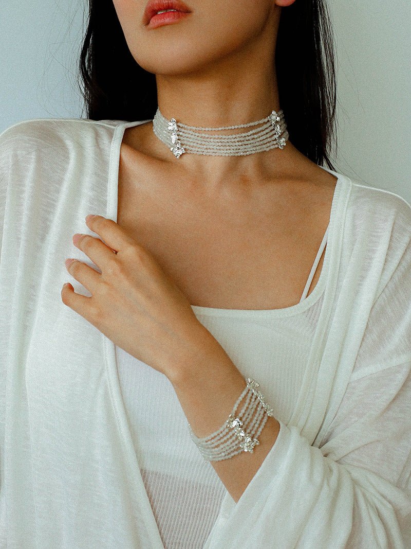 Layered Cat Eye Stone Choker - floysun