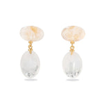 Layered Oval Clear Quartz Drop Earrings - floysun