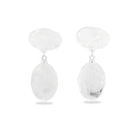 Layered Oval Clear Quartz Drop Earrings - floysun