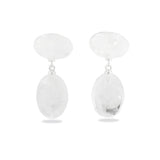 Layered Oval Clear Quartz Drop Earrings - floysun