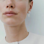 Layered Oval Clear Quartz Drop Earrings - floysun