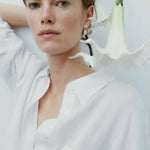 Layered Oval White Jade Drop Earrings - floysun