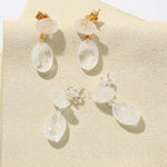 Layered Oval White Jade Drop Earrings - floysun