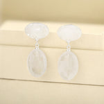 Layered Oval White Jade Drop Earrings - floysun