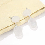 Layered Oval White Jade Drop Earrings - floysun