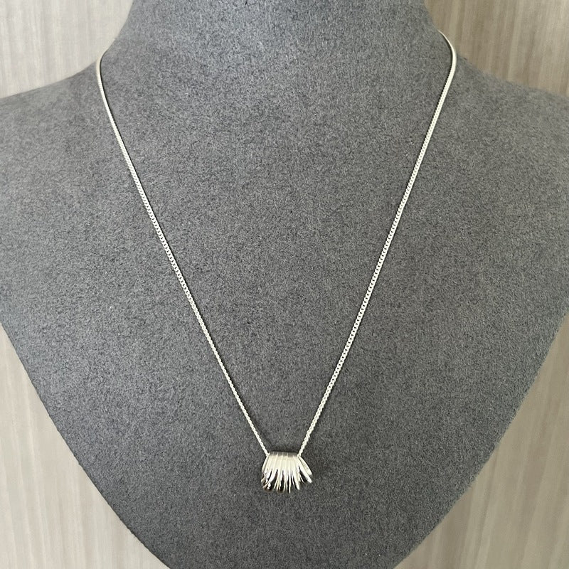 Layered Round Shell Line Pendant Necklace 925 Sterling Silver - floysun