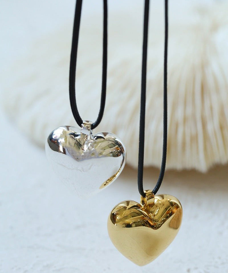 Leather Rope Love Heart Necklace - floysun