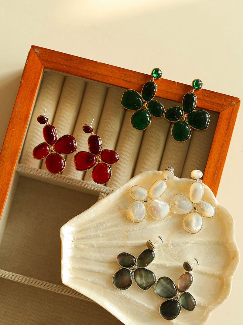 Lilac Blossom Green Glass Earrings - floysun