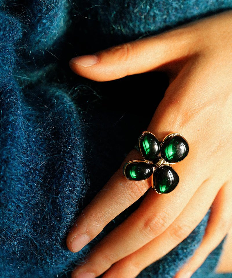 Lilac Blossom Green Glass Ring - floysun