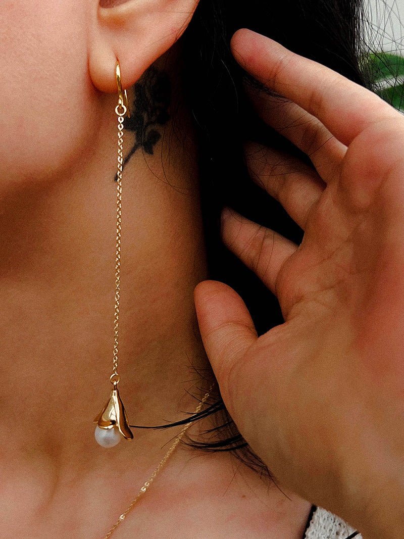 Lily of the Valley Pearl Threader Earrings - floysun
