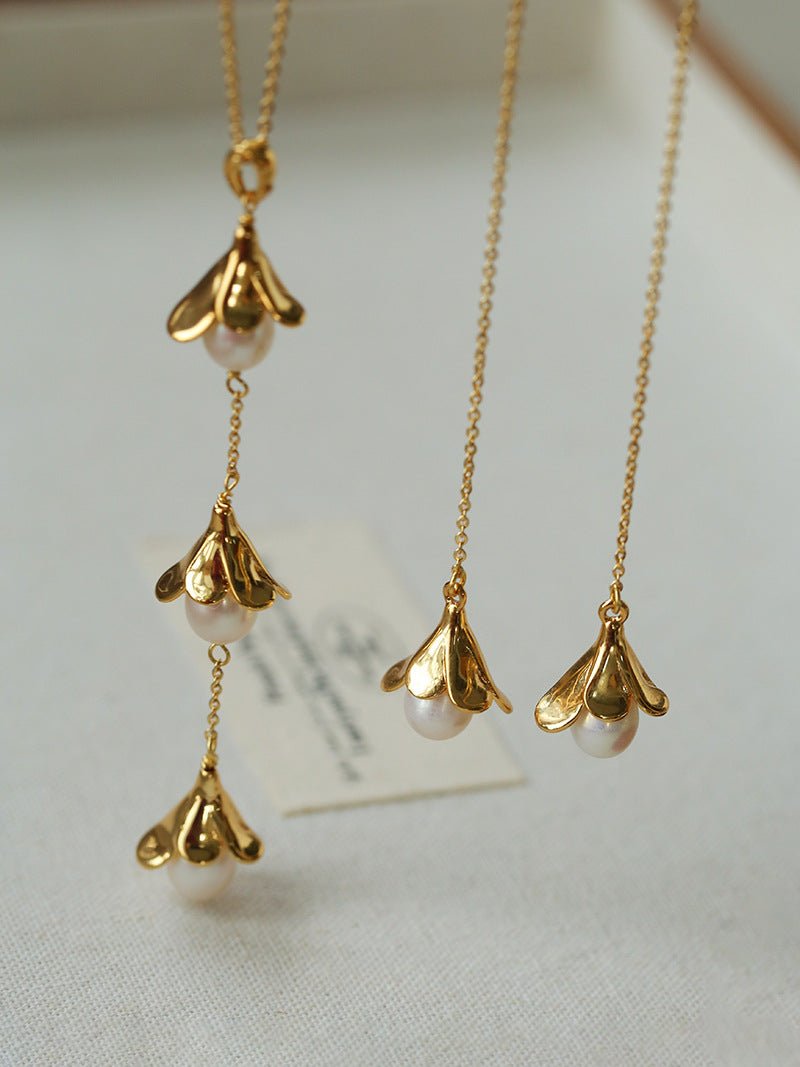 Lily of the Valley Pearl Threader Earrings - floysun