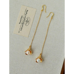 Lily of the Valley Pearl Threader Earrings - floysun