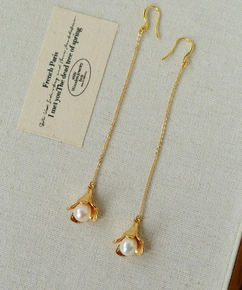 Lily of the Valley Pearl Threader Earrings - floysun