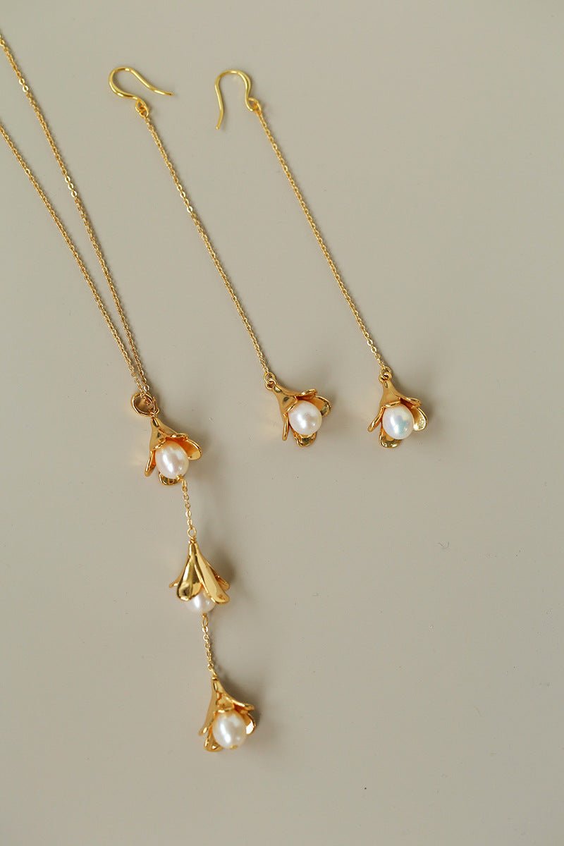 Lily of the Valley Pearl Threader Earrings - floysun