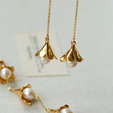 Lily of the Valley Pearl Threader Earrings - floysun
