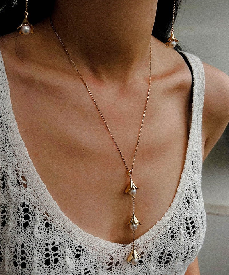 Lily of the Valley Pearl Y Necklace - floysun