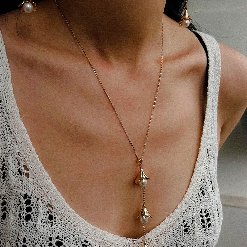 Lily of the Valley Pearl Y Necklace - floysun
