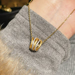 LinAura Pavé Pendant Necklace – Brushed Linear Charm - floysun