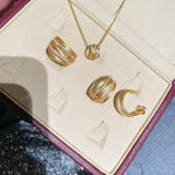 LinAura Pavé Pendant Necklace – Brushed Linear Charm - floysun
