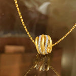 LinAura Pavé Pendant Necklace – Brushed Linear Charm - floysun