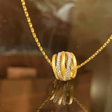 LinAura Pavé Pendant Necklace – Brushed Linear Charm - floysun