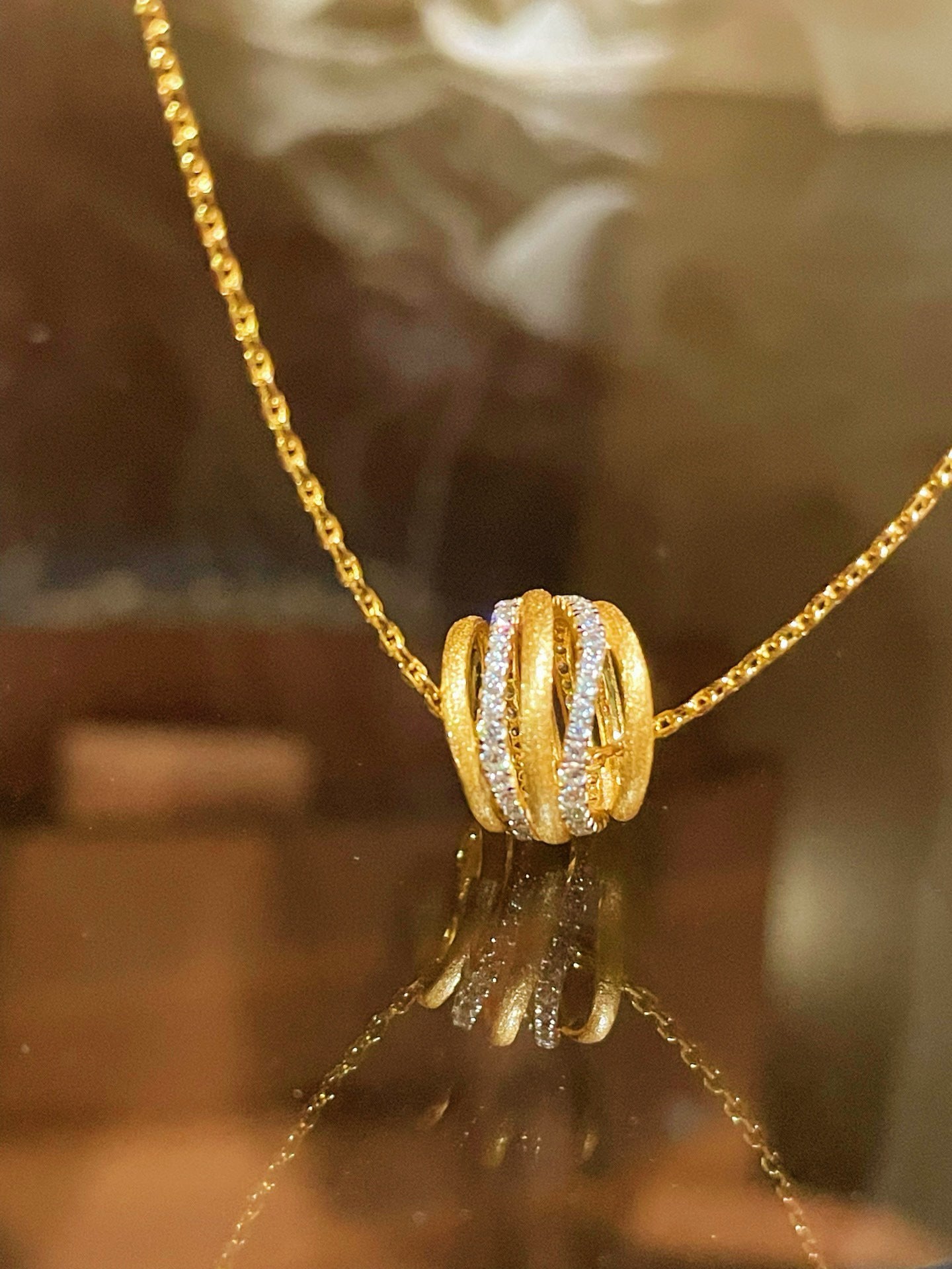 LinAura Pavé Pendant Necklace – Brushed Linear Charm - floysun