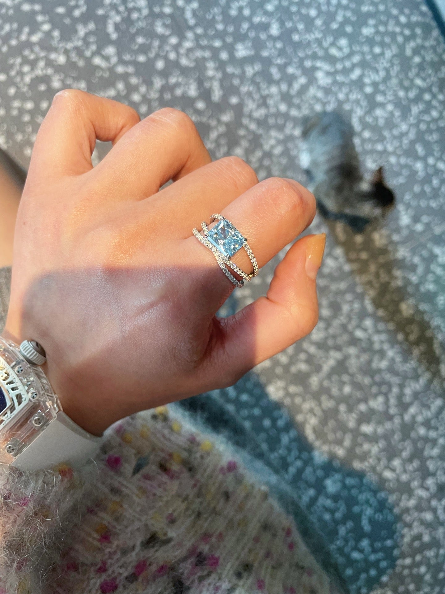 Linear Design Aquamarine Ring - floysun