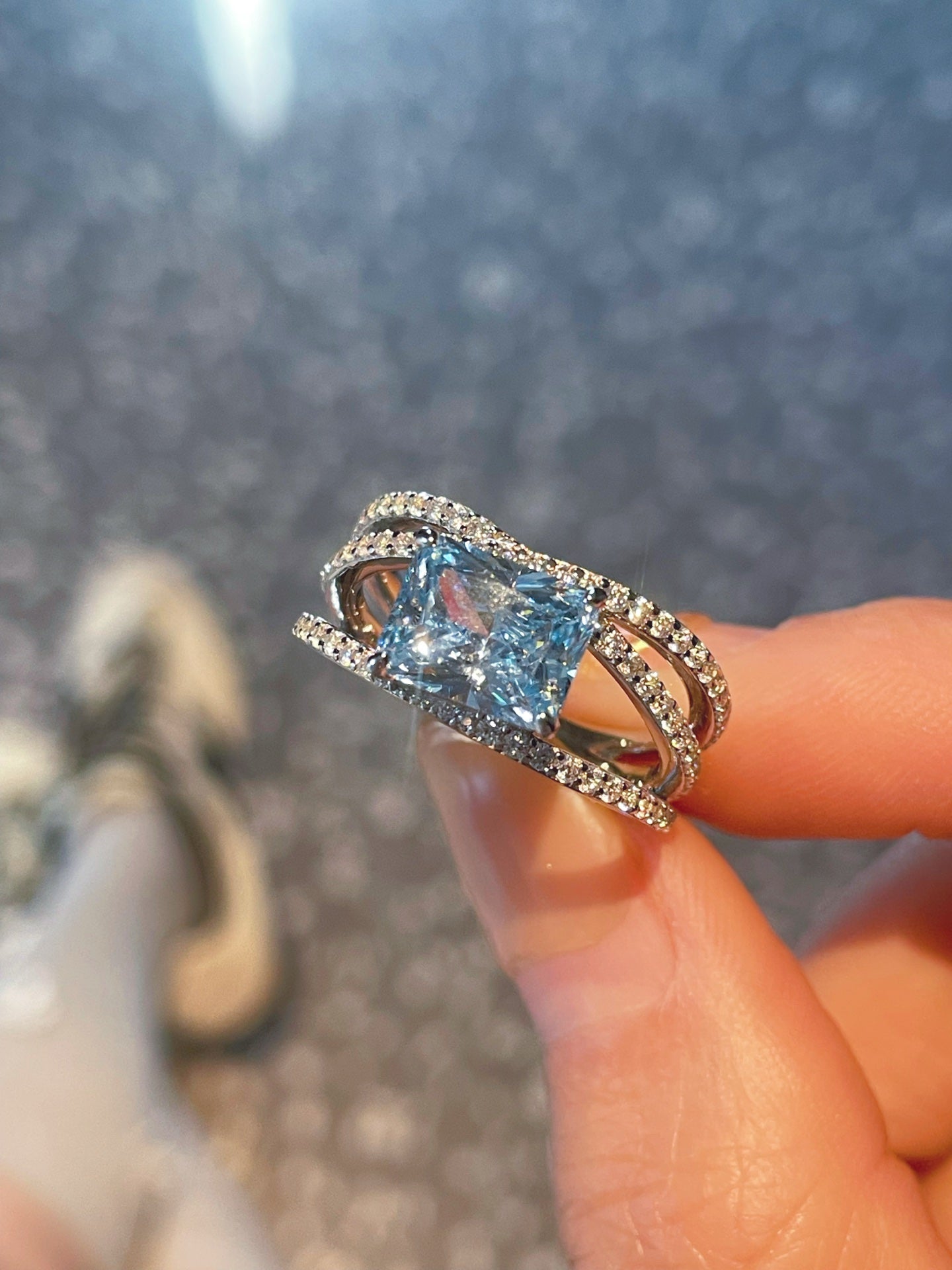 Linear Design Aquamarine Ring - floysun