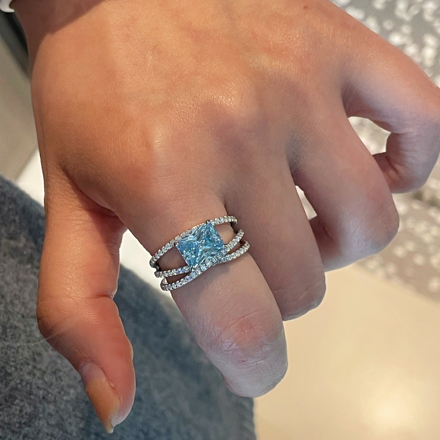 Linear Design Aquamarine Ring - floysun