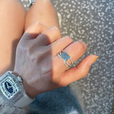 Linear Design Aquamarine Ring - floysun