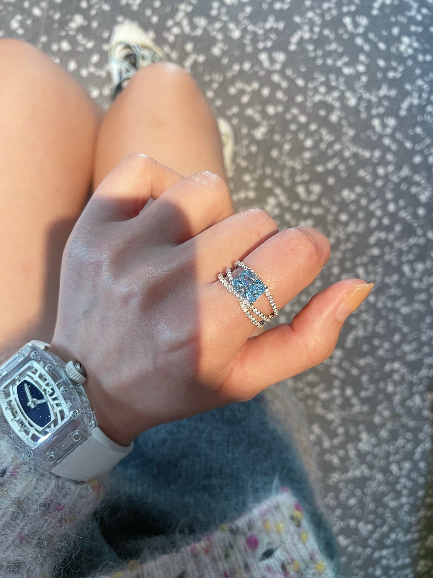 Linear Design Aquamarine Ring - floysun