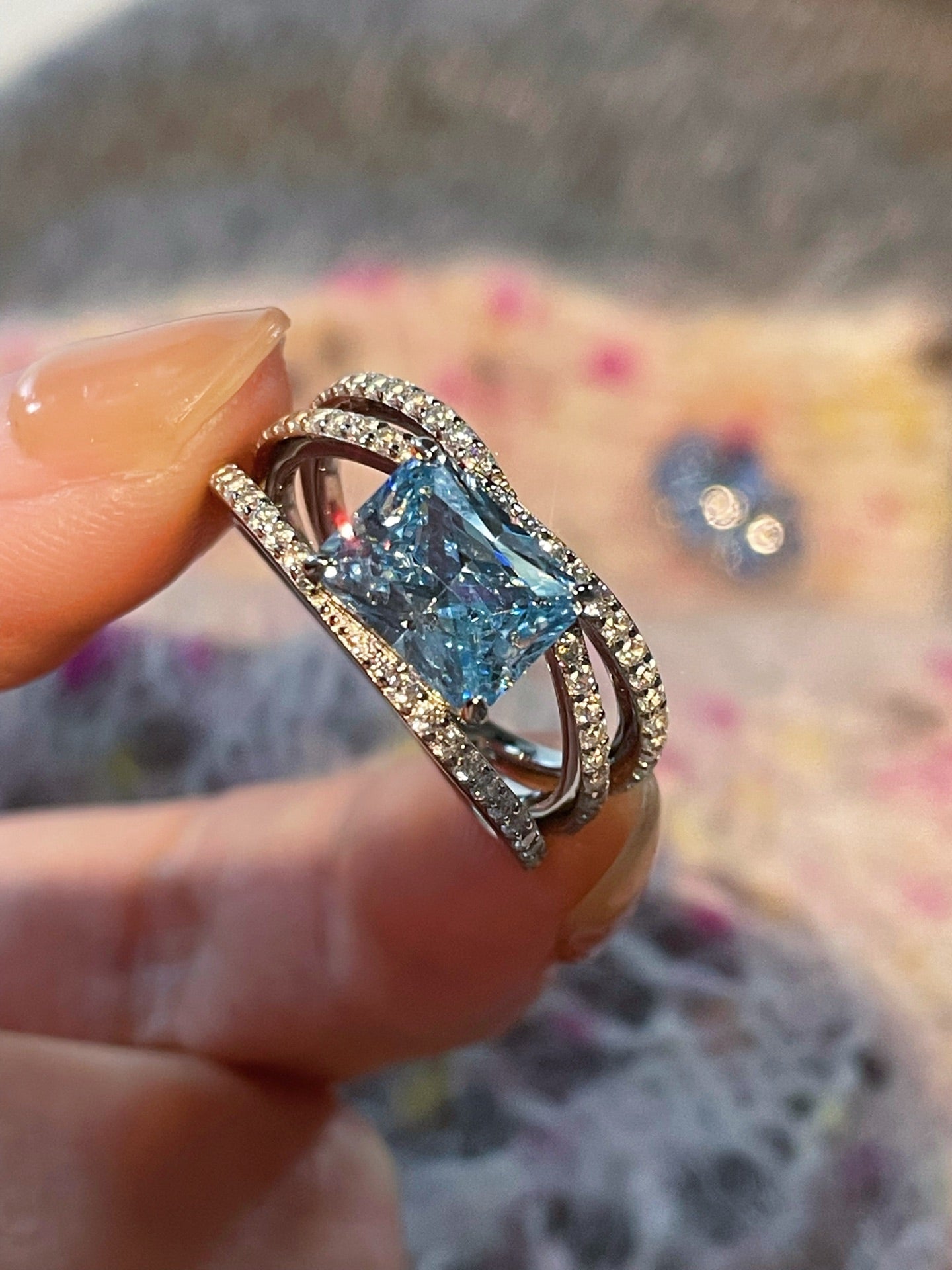 Linear Design Aquamarine Ring - floysun