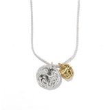 Lion Coin & Molten Charm Necklace | Vintage Two-Tone Pendant Necklace - floysun