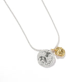 Lion Coin & Molten Charm Necklace | Vintage Two-Tone Pendant Necklace - floysun