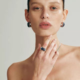 Liquid Enamel Arc Stud Earrings – Refined Luxury Curve Design - floysun