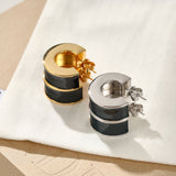 Liquid Enamel Arc Stud Earrings – Refined Luxury Curve Design - floysun