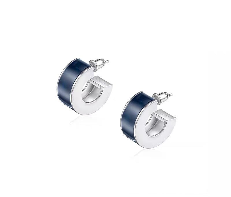 Liquid Enamel Arc Stud Earrings – Refined Luxury Curve Design - floysun
