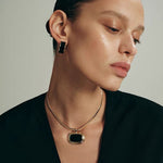 Liquid Enamel Arc Stud Earrings – Refined Luxury Curve Design - floysun