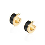 Liquid Enamel Arc Stud Earrings – Refined Luxury Curve Design - floysun