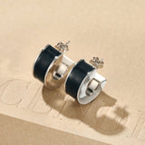 Liquid Enamel Arc Stud Earrings – Refined Luxury Curve Design - floysun