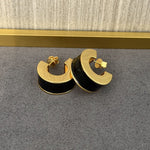 Liquid Enamel Arc Stud Earrings – Refined Luxury Curve Design - floysun