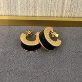 Liquid Enamel Arc Stud Earrings – Refined Luxury Curve Design - floysun