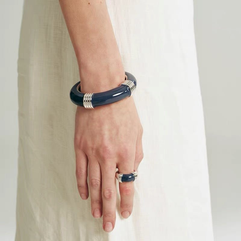 Liquid Enamel Open Bangle – Original Minimalist Luxury Design - floysun