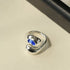 Liquid Light Teardrop Crossover Ring – Silver & Blue Glass - floysun