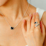 Liquid Light – Teardrop Glass Crossover Ring - floysun
