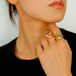 Liquid Light – Teardrop Glass Crossover Ring - floysun