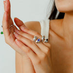Liquid Light – Teardrop Glass Crossover Ring - floysun